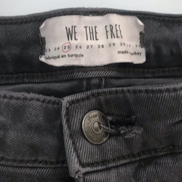 Free People Grey Embroidered Straight Leg Jeans 25 - Picture 9 of 9